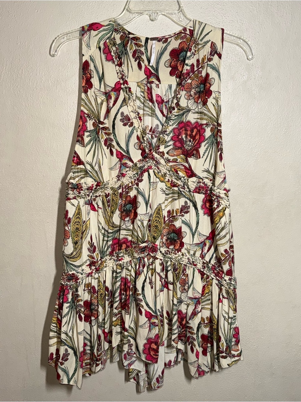 Women’s Free People Floral Tiered Sleeveless V-Neck Tunic/Dress Sz Sm